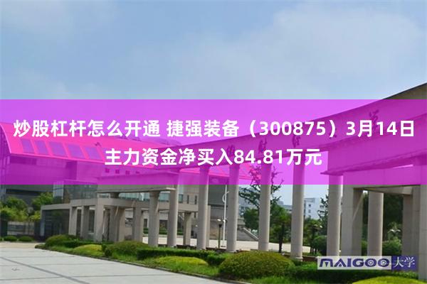炒股杠杆怎么开通 捷强装备（300875）3月14日主力资金净买入84.81万元