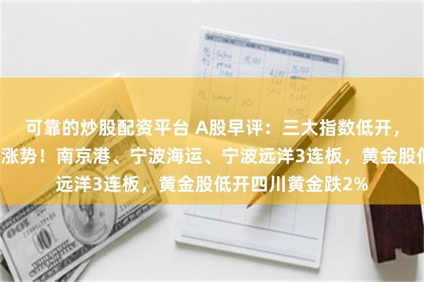 可靠的炒股配资平台 A股早评：三大指数低开，港口航运板块延续涨势！南京港、宁波海运、宁波远洋3连板，黄金股低开四川黄金跌2%