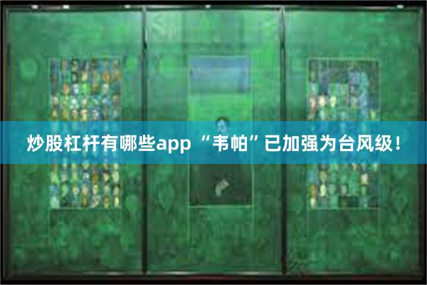炒股杠杆有哪些app “韦帕”已加强为台风级！