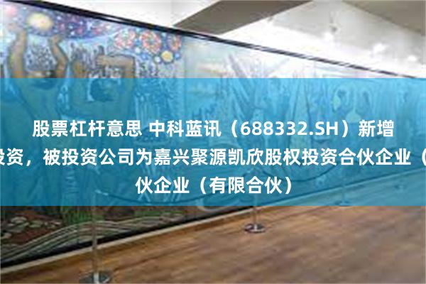 股票杠杆意思 中科蓝讯（688332.SH）新增一起对外投资，被投资公司为嘉兴聚源凯欣股权投资合伙企业（有限合伙）