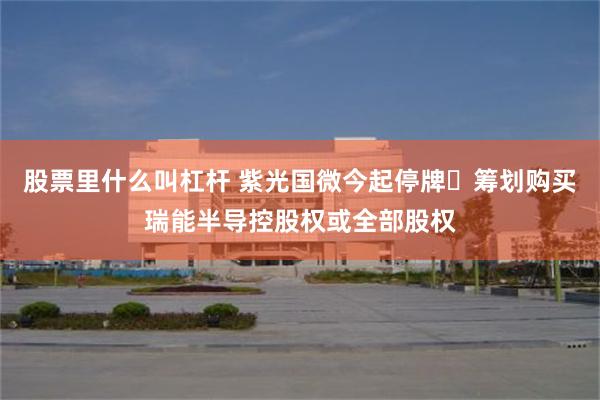 股票里什么叫杠杆 紫光国微今起停牌 筹划购买瑞能半导控股权或全部股权